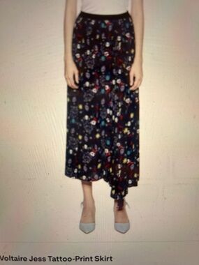 Zadig & Voltaire Voltaire Jess Long TATOO Print Skirt / Navy / Size Medium